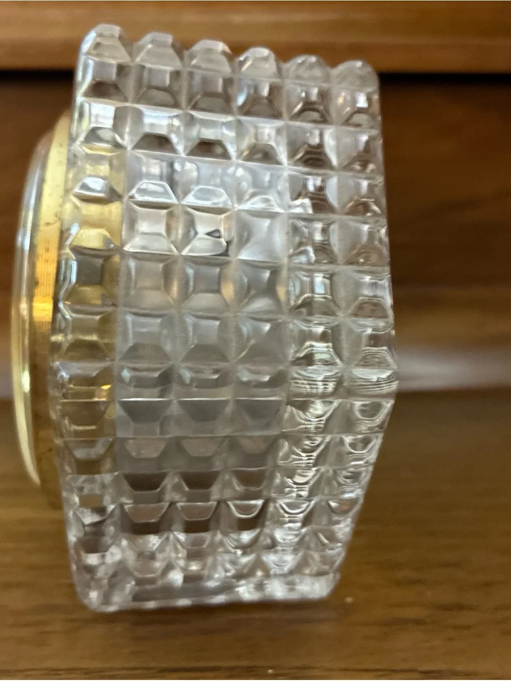 Staiger Quartz Lead Crystal Clock 3.75” Hexagon Desk Clock Germany Beautiful